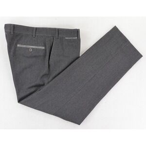 Hiltl Dress Pants Mens 35x30 Gray Virgin Wool Flat Front Medium Weight Twill